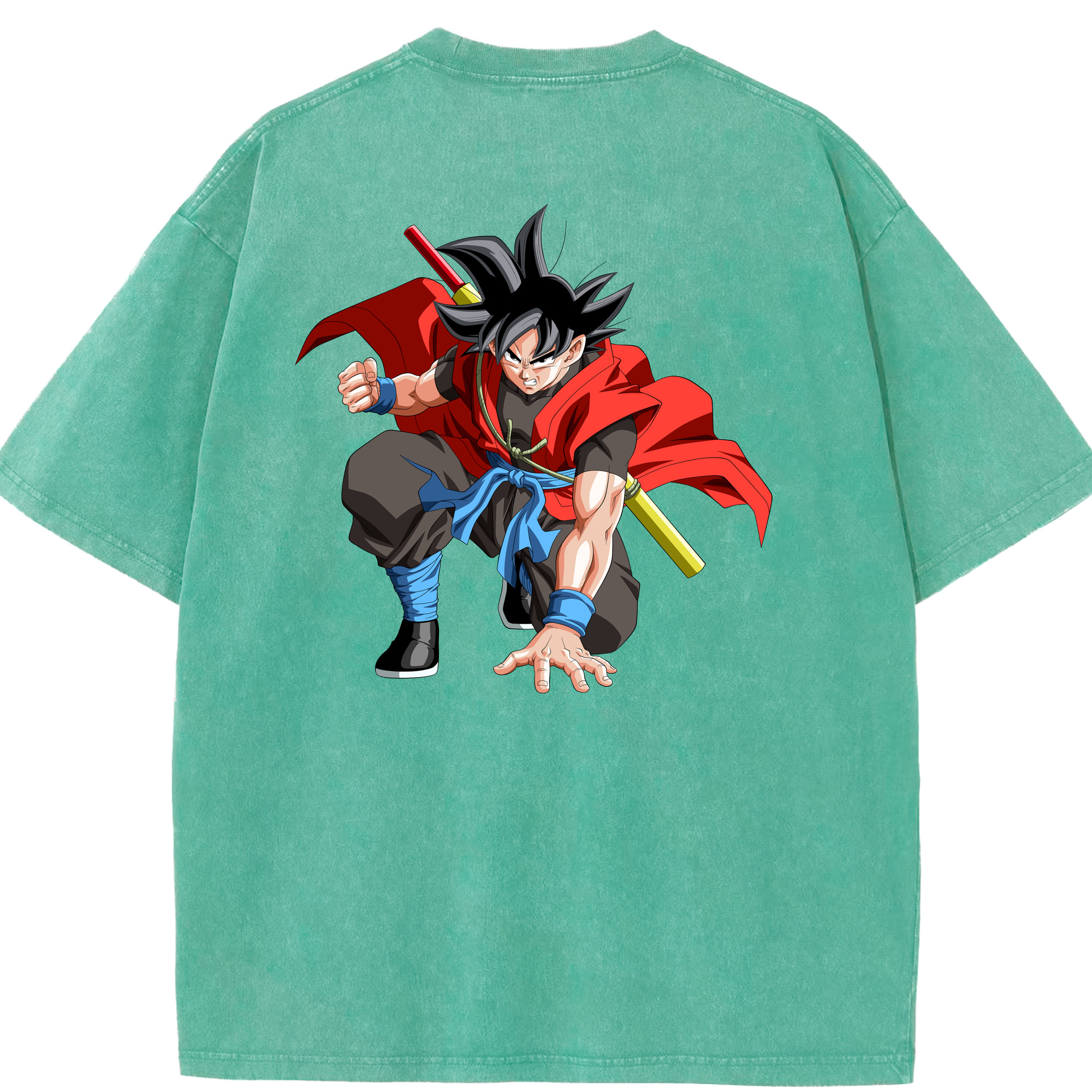 （画像用） ドラゴンボール 孫悟空（そん ごくう）Son Goku カカロット DRAGON BALL Kakarotto 綿100% ヴィンテージ風 半袖Tシャツ（背面プリント）